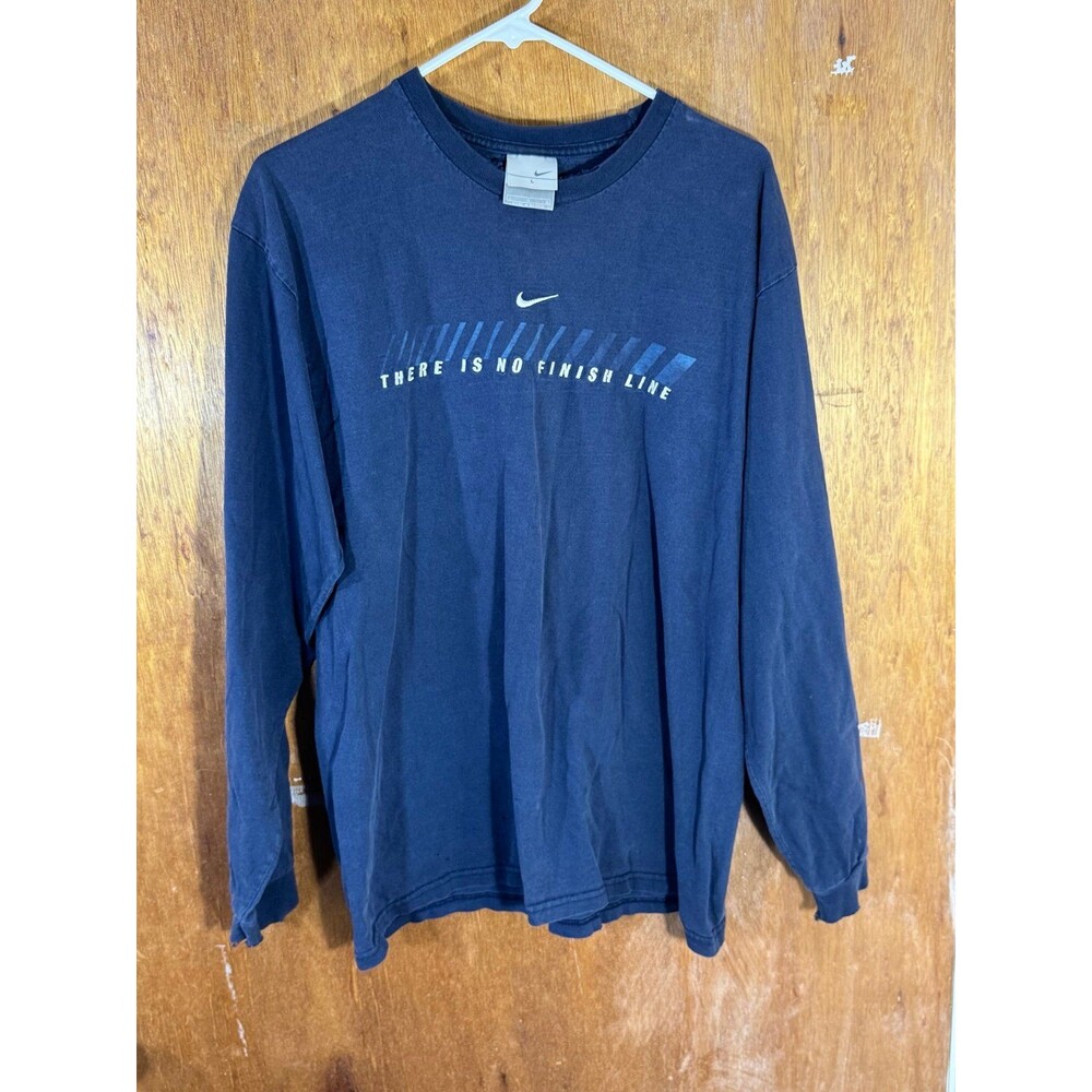 Vintage 90s Nike There Is No Finish Line Shirt Men’s Large Blue Swoosh